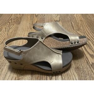 Boutique By Corkys Carley  Women's Platform Wedge Leather Sandal Size 9 Brown